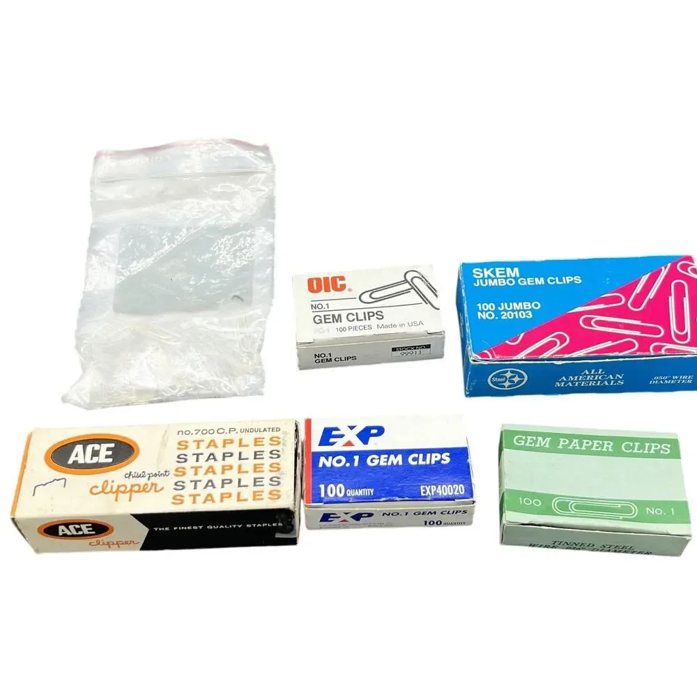 📎 Vintage Office Supply Lot Staples + Gem Paper Clips OIC EXP SKEM ACE Bundle